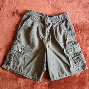 Vintage 90s CHEROKEE 100% Cotton Khaki Green Cargo Shorts. KIDS 12.